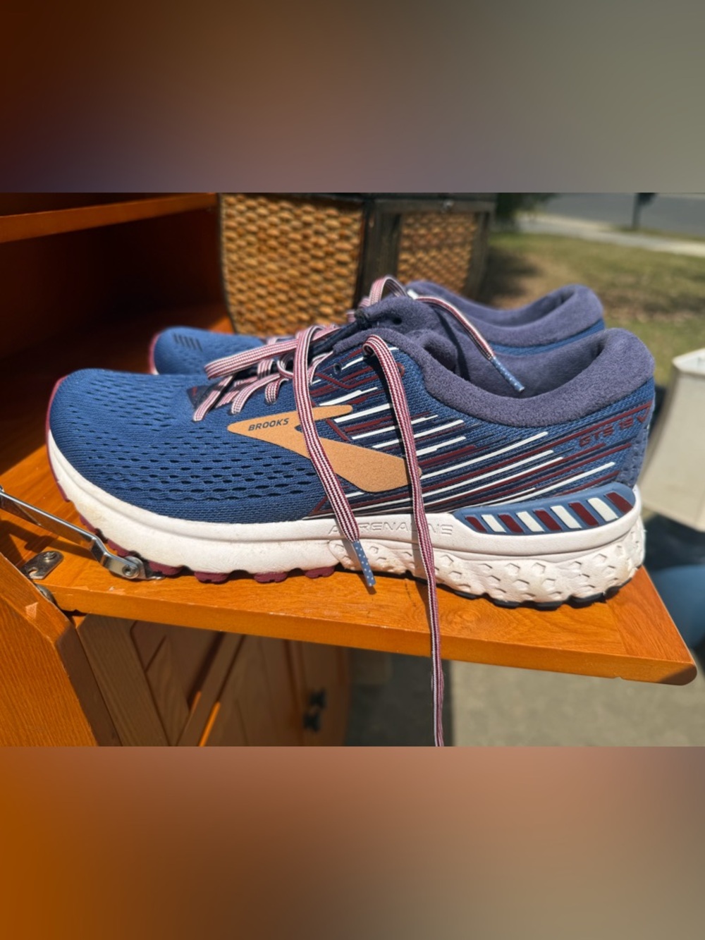 Brooks Women's Navy and Pink-Lace Running Sneakers